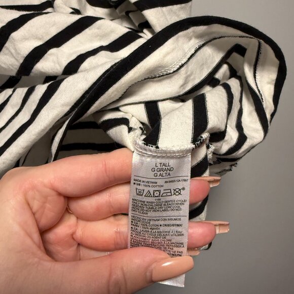 Old Navy Black & White Stripe Boat Neck Long Sleeve Top Large T - Picture 3 of 5